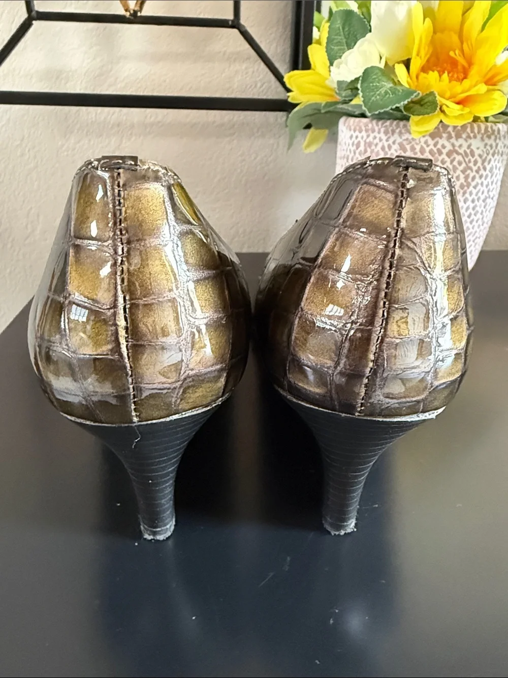 Brighton Harem Glossy Croc Pattern Wedges Heels